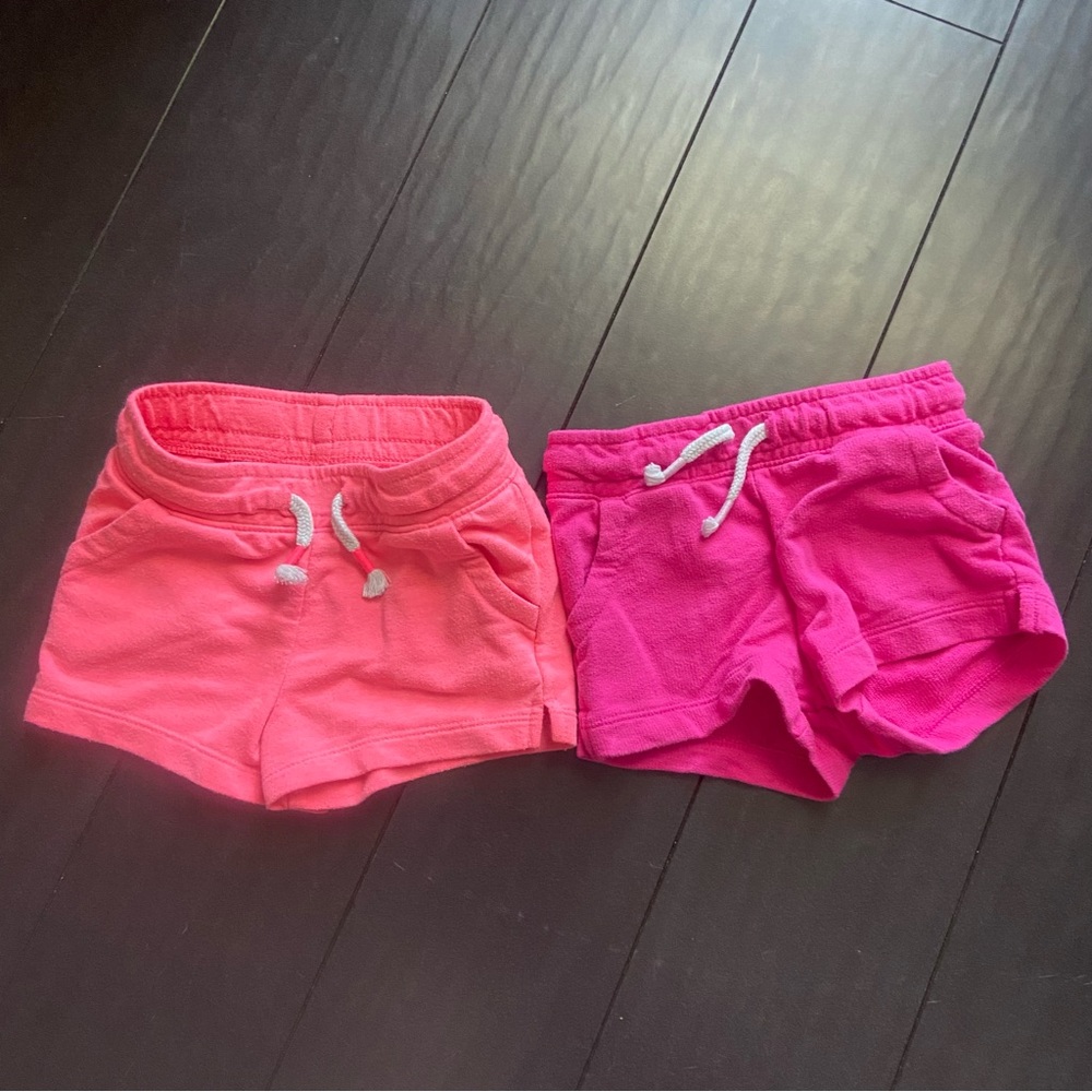 Cat & Jack toddler girl 2pk cotton drawstring pink shorts size 18M VGUC